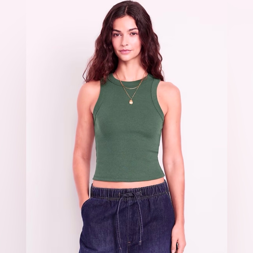 Old Navy Ribbed Tank Top Alpine Tundra Green Racerback Sleeveless Women Large